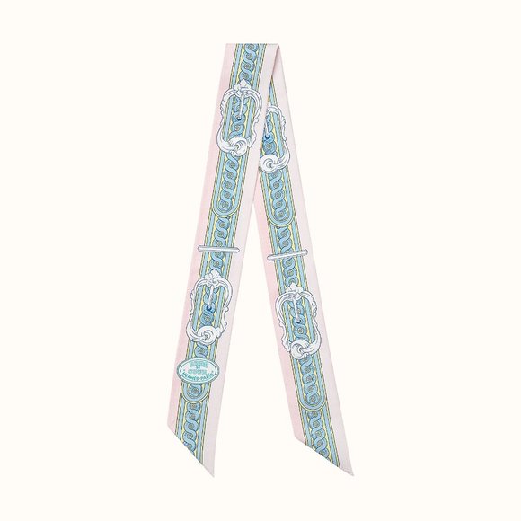 HERMES TWILLY 'BRIDE DE COUR' ROSE PALE (PINK) SET - BOXES (USED) - Picture 2 of 10